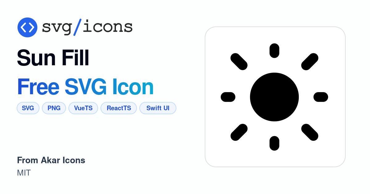 Sun-fill SVG Icon - Free Sun-fill PNG & SVG Download