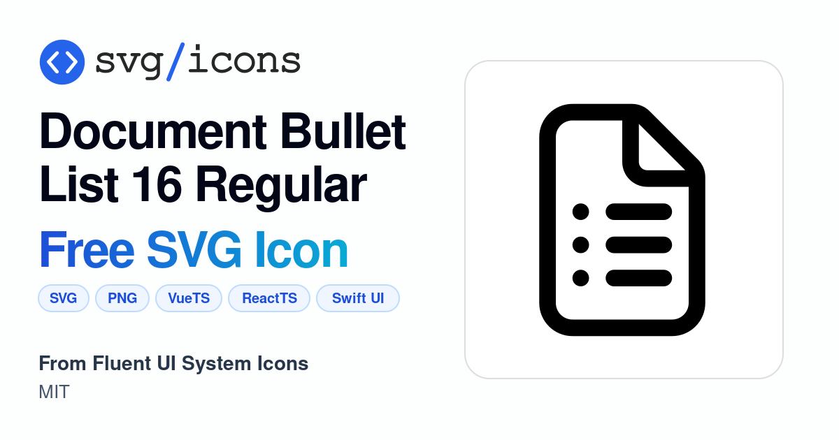 Document-bullet-list-16-regular SVG Icon - Free Document-bullet-list-16 ...