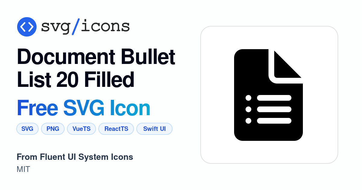Document-bullet-list-20-filled SVG Icon - Free Document-bullet-list-20 ...