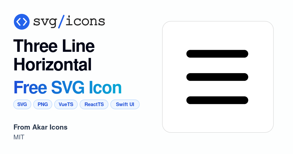 Three-line-horizontal SVG Icon - Free Three-line-horizontal PNG & SVG ...