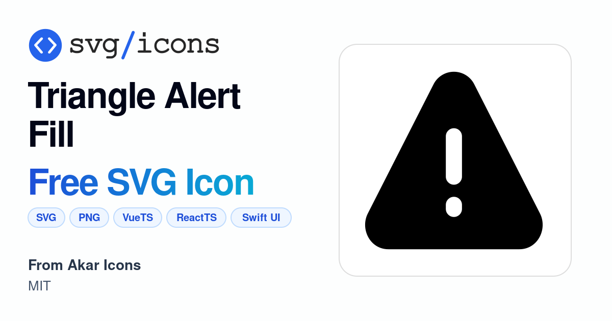 Triangle-alert-fill SVG Icon - Free Triangle-alert-fill PNG & SVG Download