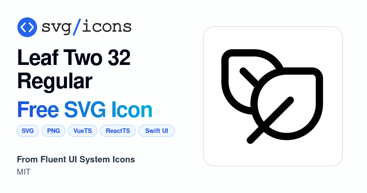 Leaf-two-32-regular SVG Icon - Free Leaf-two-32-regular PNG & SVG Download