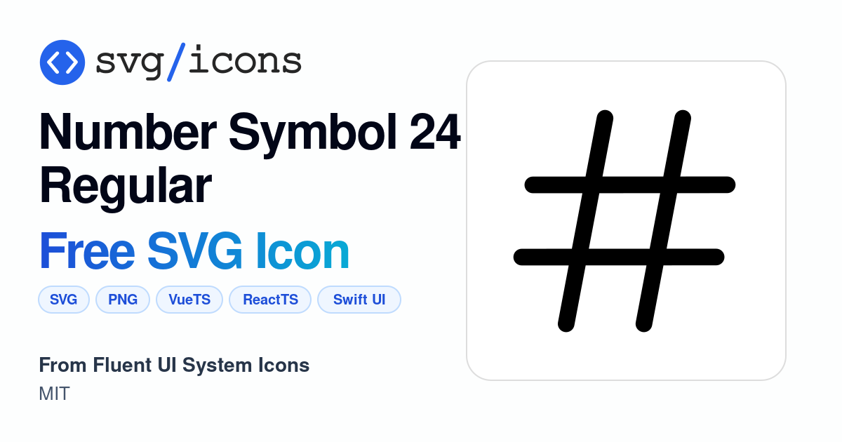 Number-symbol-24-regular SVG Icon - Free Number-symbol-24-regular PNG ...