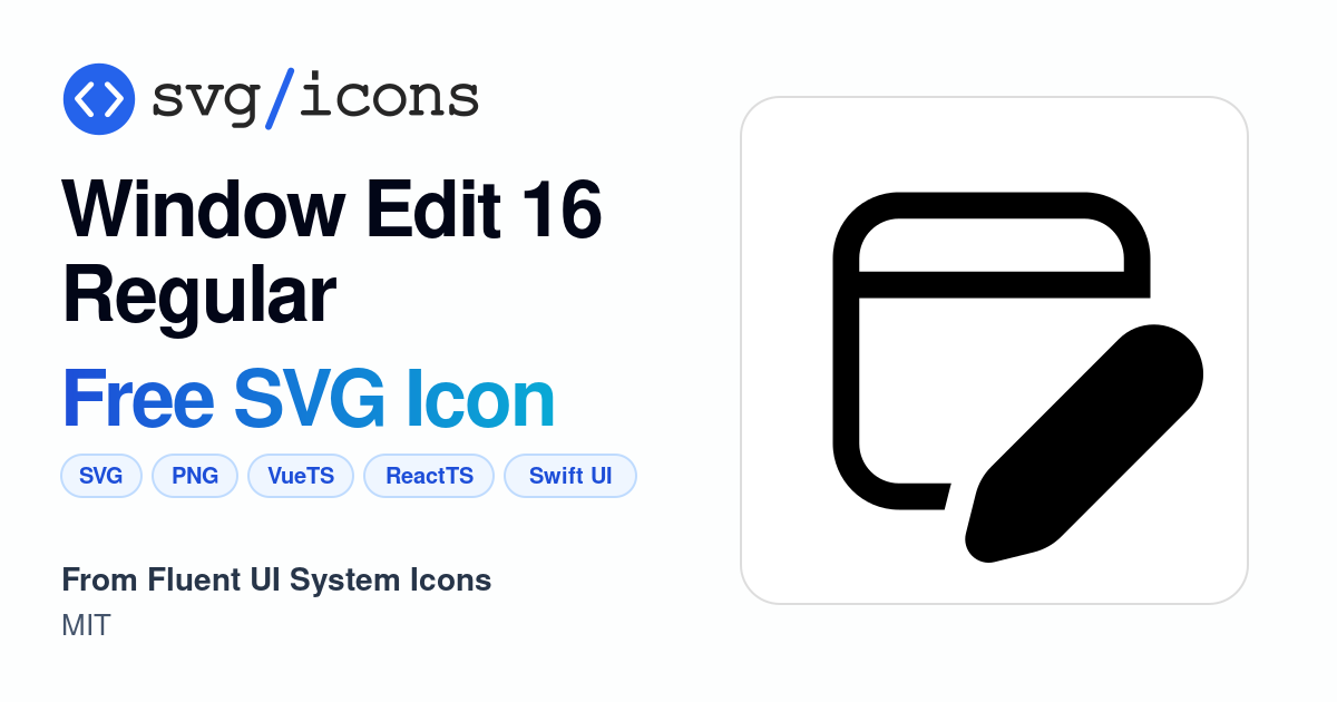 Window-edit-16-regular SVG Icon - Free Window-edit-16-regular PNG & SVG ...