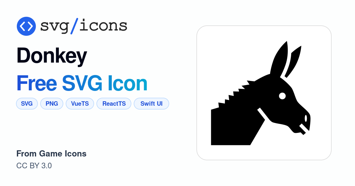 Donkey SVG Icon - Free Donkey PNG & SVG Download
