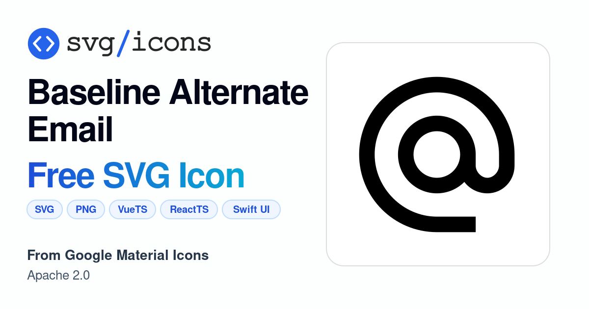 Baseline-alternate-email SVG Icon - Free Baseline-alternate-email PNG ...