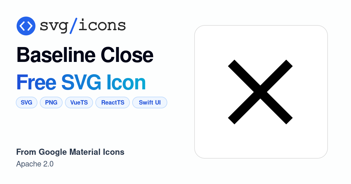 Baseline-close SVG Icon - Free Baseline-close PNG & SVG Download