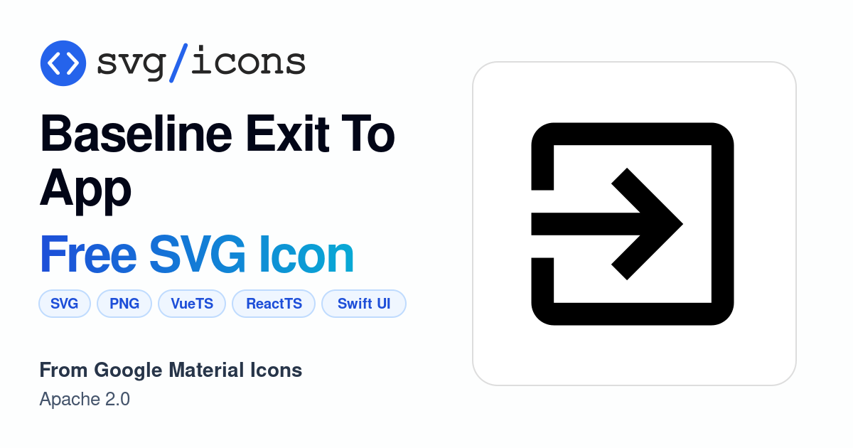 Baseline-exit-to-app SVG Icon - Free Baseline-exit-to-app PNG & SVG ...