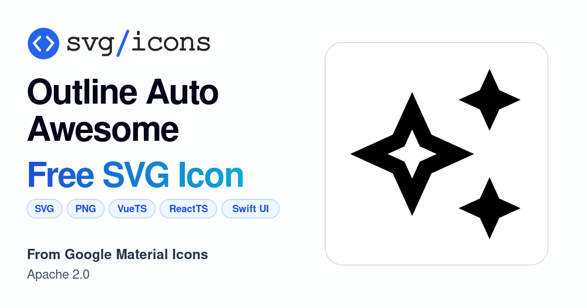 Outline-auto-awesome SVG Icon - Free Outline-auto-awesome PNG & SVG ...
