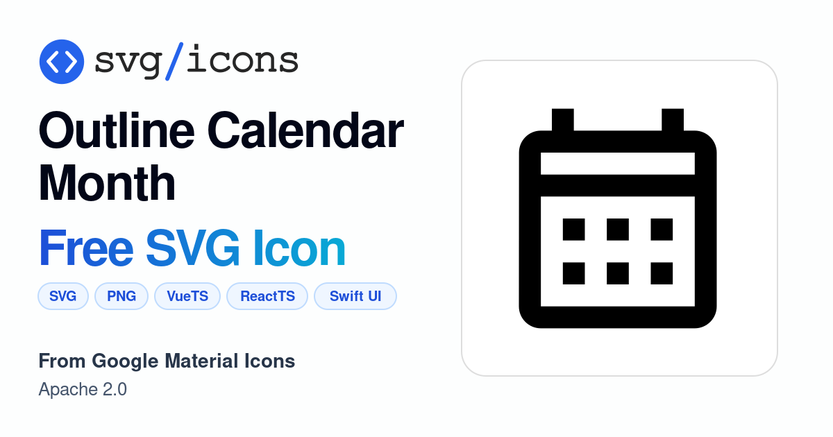 Outline-calendar-month SVG Icon - Free Outline-calendar-month PNG & SVG ...