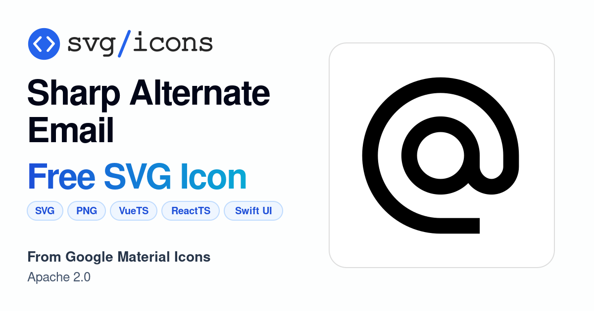 Sharp-alternate-email SVG Icon - Free Sharp-alternate-email PNG & SVG ...