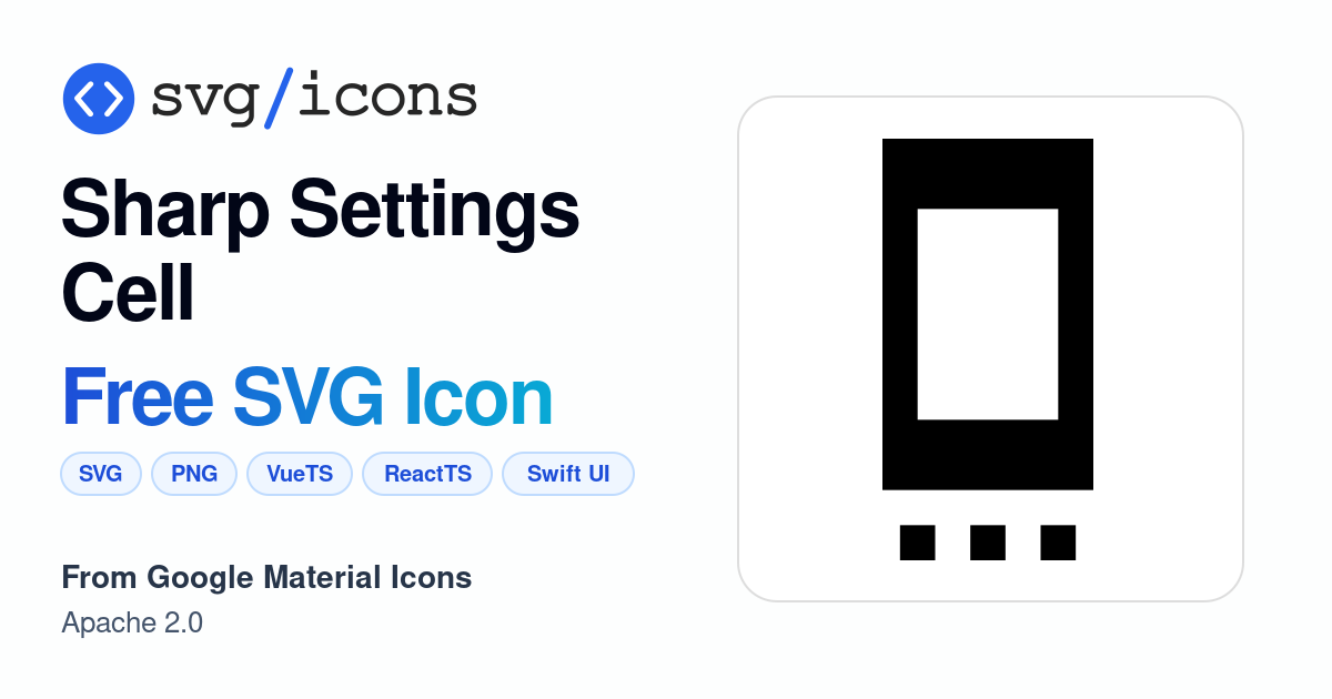 Sharp-settings-cell SVG Icon - Free Sharp-settings-cell PNG & SVG Download