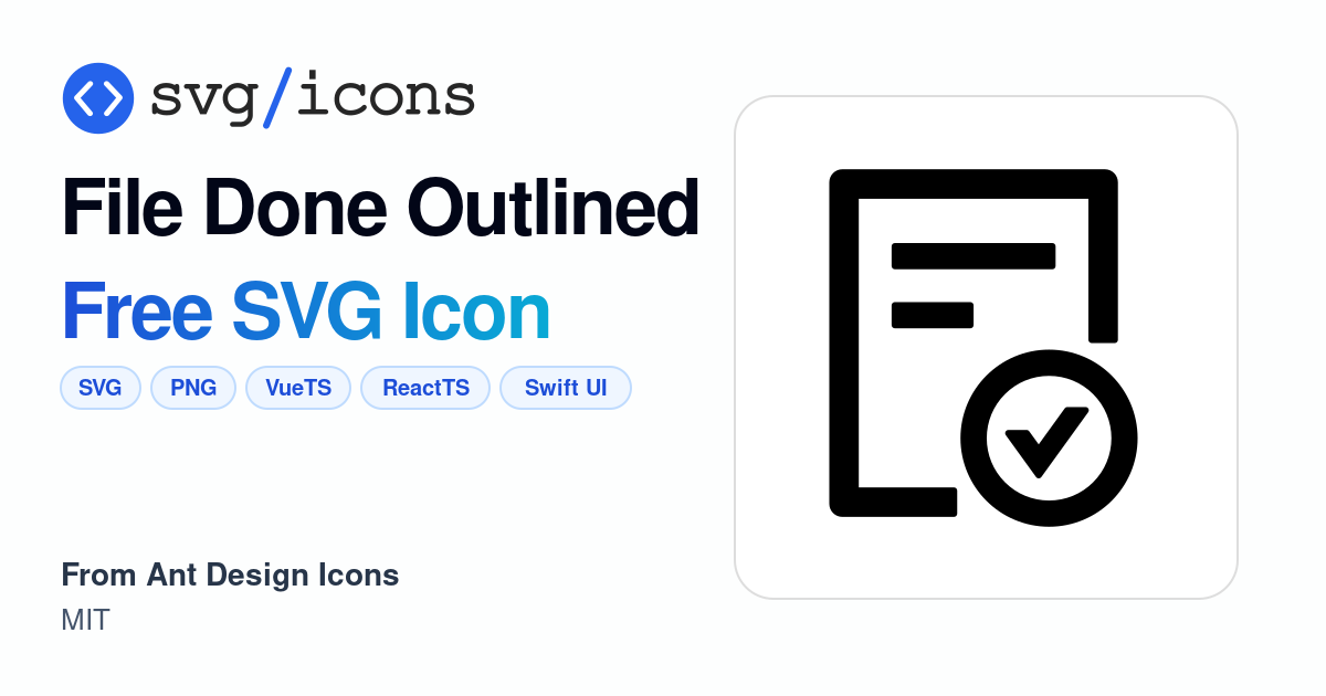 File-done-outlined SVG Icon - Free File-done-outlined PNG & SVG Download
