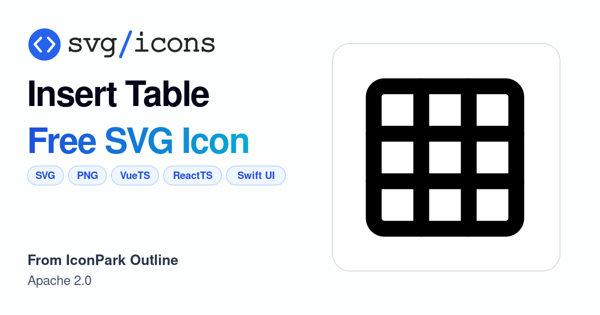 Insert-table SVG Icon - Free Insert-table PNG & SVG Download