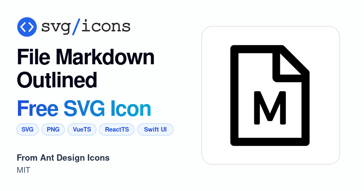 File-markdown-outlined SVG Icon - Free File-markdown-outlined PNG & SVG ...